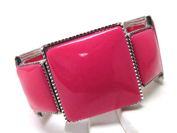 Metal square patern and acryl fashion stretch bracelet