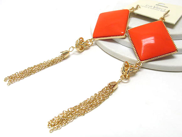 Metal square and acryl fashion drop dangle multi chain drop earring