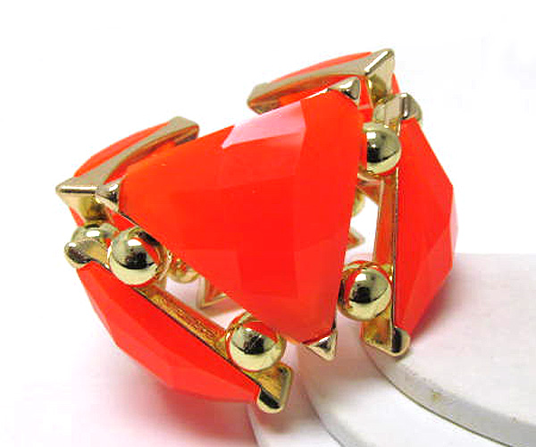 Triangle fashion colorful acryl metal corner patern and metal balls stretch bracelet