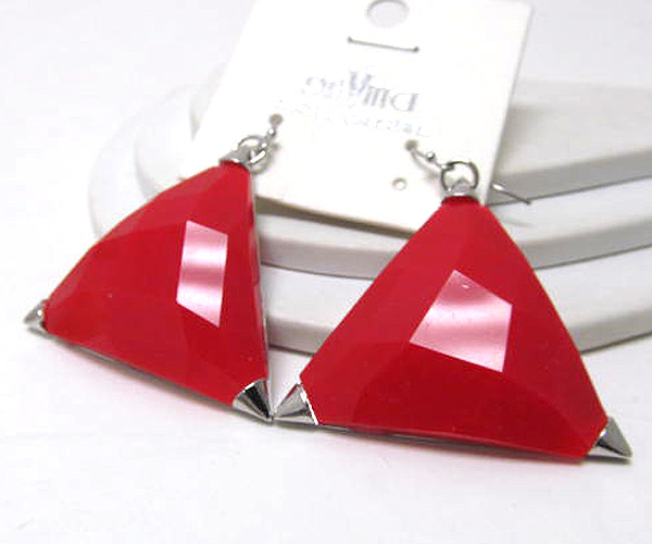 Triangle fashion colorful acryl and metal corner earring