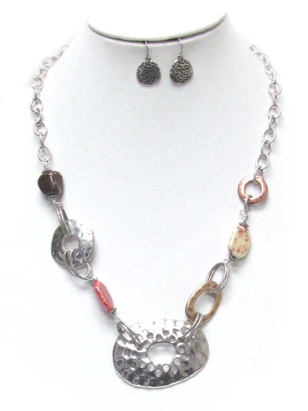 Vintage metal linked long necklace set