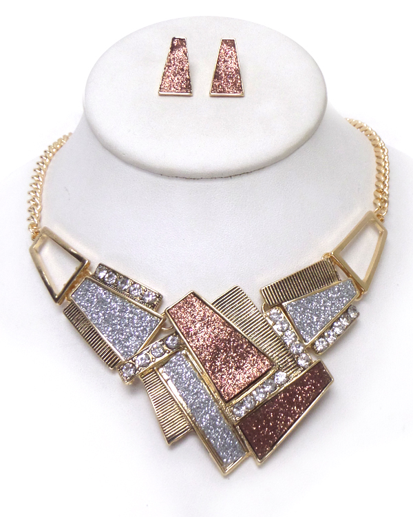 Multi shape square mix necklace set