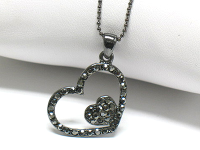 Crystal double heart pendant necklace