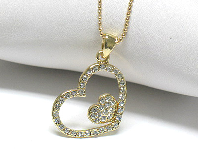 Crystal double heart pendant necklace