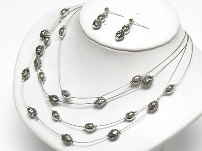 Multi strand metal link necklace and earring set