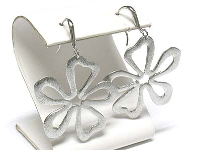 Scratch metal flower drop earring - brass metal