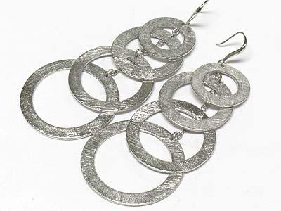 Scratch metal multi hoop link drop earring - hoops - brass metal