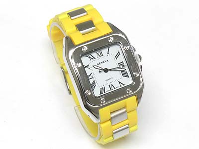 Metal stud jelly band fashion watch