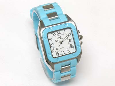 Metal stud jelly band fashion watch