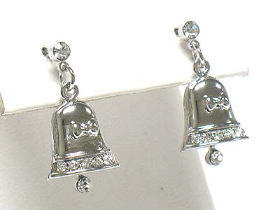 Made in korea whitegold plating moving crystal bell earring