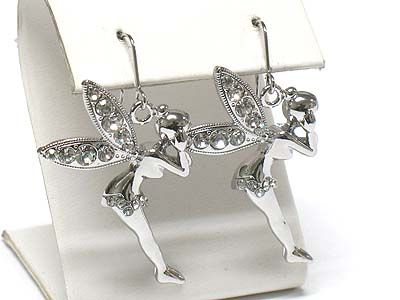 Whitegold palting crystal tinkerbell earring