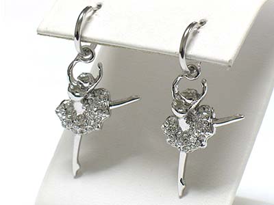 Made in korea whitegold plating crystal ballerina drop earring