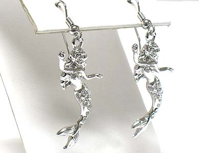 Made in korea whitegold plating crystal mermaid earring