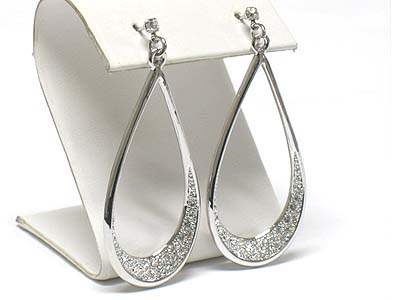 Made in korea whitegold plating crystal accent large teradrop earring