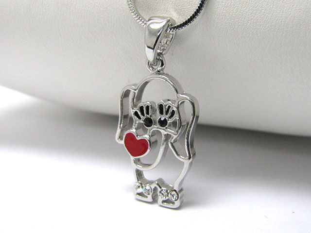 Made in korea whitegold plating crystal stud love elephant pendant necklace