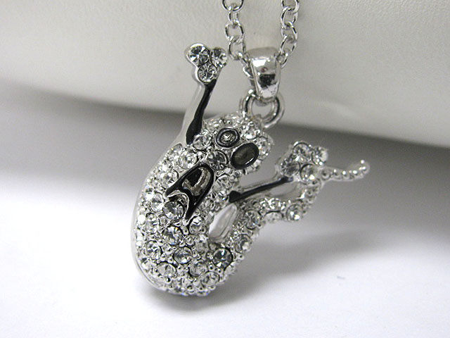 Made in korea whitegold plating crystal stud ghost pendant necklace