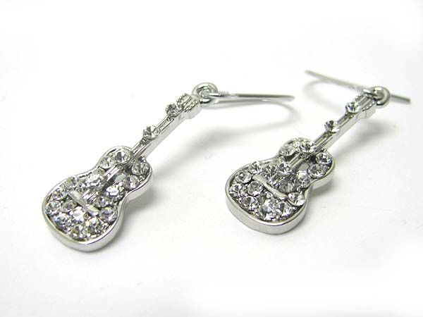 Made in korea whitegold plating crystal stud guitar earring