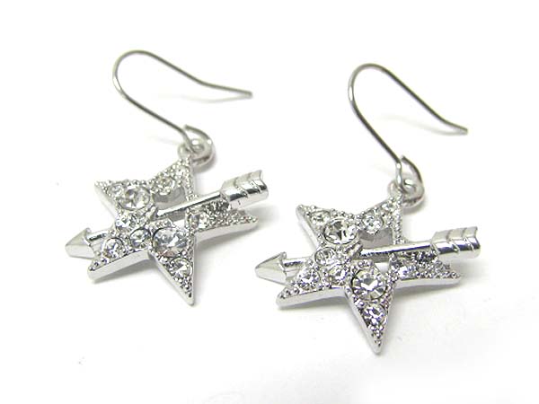 Made in korea whitegold plating crystal stud arrow star earring