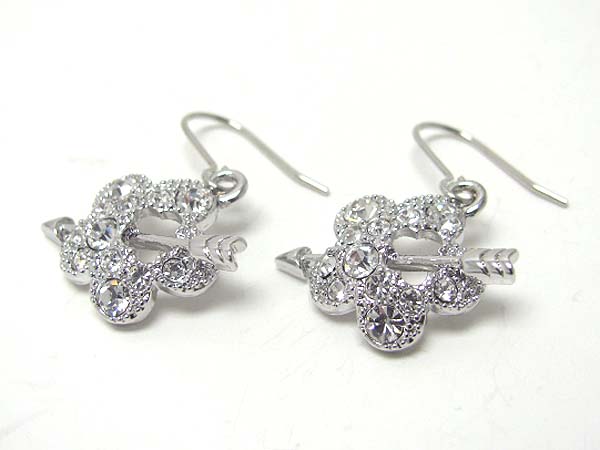 Made in korea whitegold plating crystal stud arrow flower earring