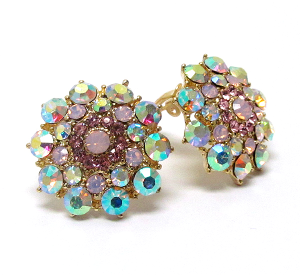 Multi crystal deco flower earring