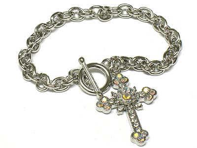 Crystal cross toggle bracelet 