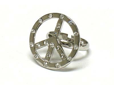 Crystal peace mark adjustable ring