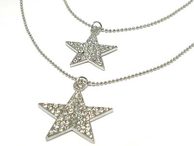 Crystal double star strands necklace