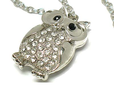 Crystal owl fashion pendant necklace