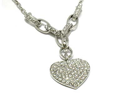 Crystal dense heart pendant necklace