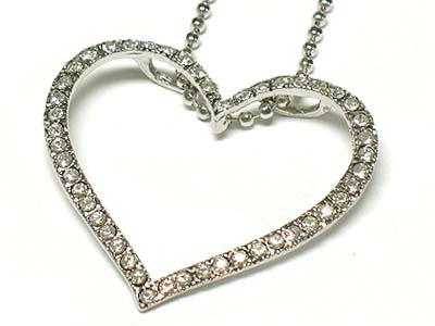 Crystal heart frame pendant necklace