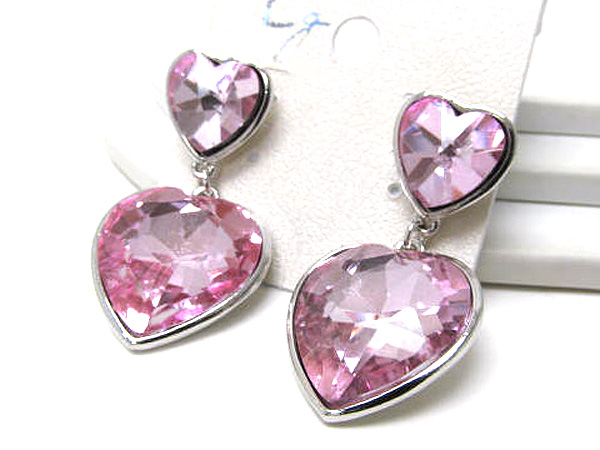 Crystal dual heart link earring