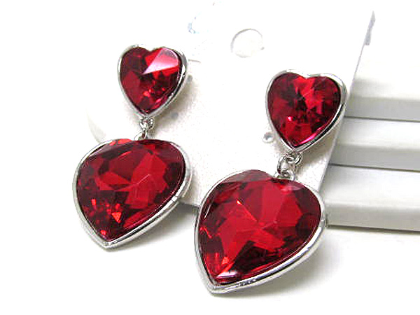 Crystal dual heart link earring