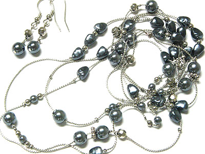 Multi pearl beads 60 inch long necklace