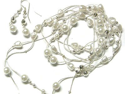 Multi pearl beads 60 inch long necklace