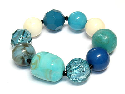 Summer multi beads and stone stretch bracelet