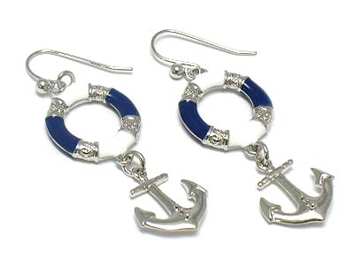 Nautical theme anchor drop earring