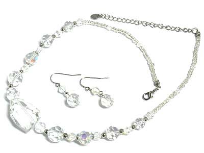 Murano stylish glass beasds neckalce and earring set