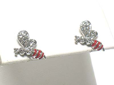 Whitegold palting crystal bumber bee stud earring