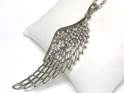 Extra large crystal angel wing necklace