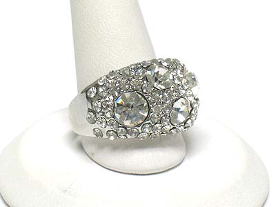 Crystal bubbled metal fashion ring