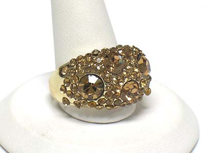 Crystal bubbled metal fashion ring