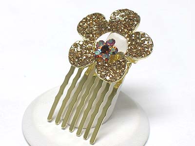 Crystal flower hair pin