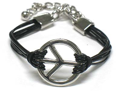 Peace mark multi cord tied bracelet