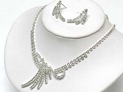 Rhinestone necklace and earring set