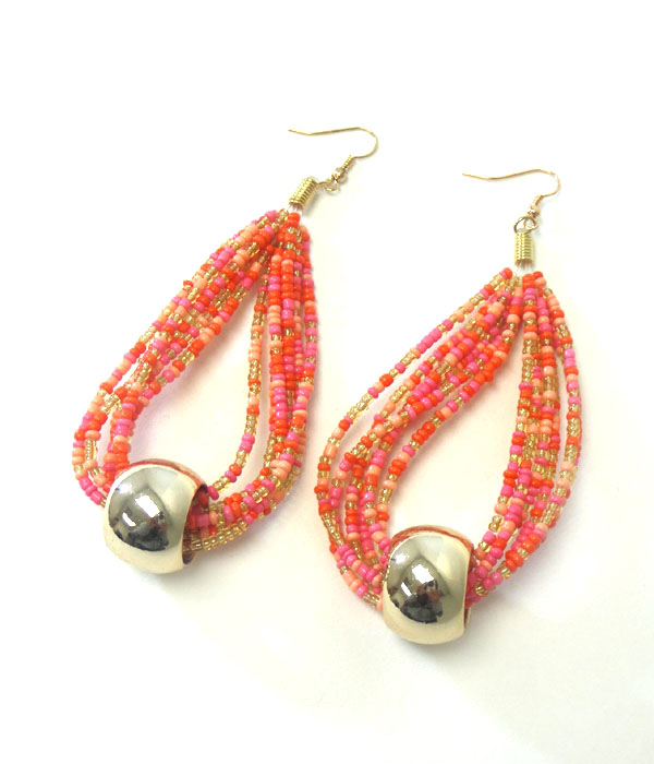 Multi seed bead cord earring