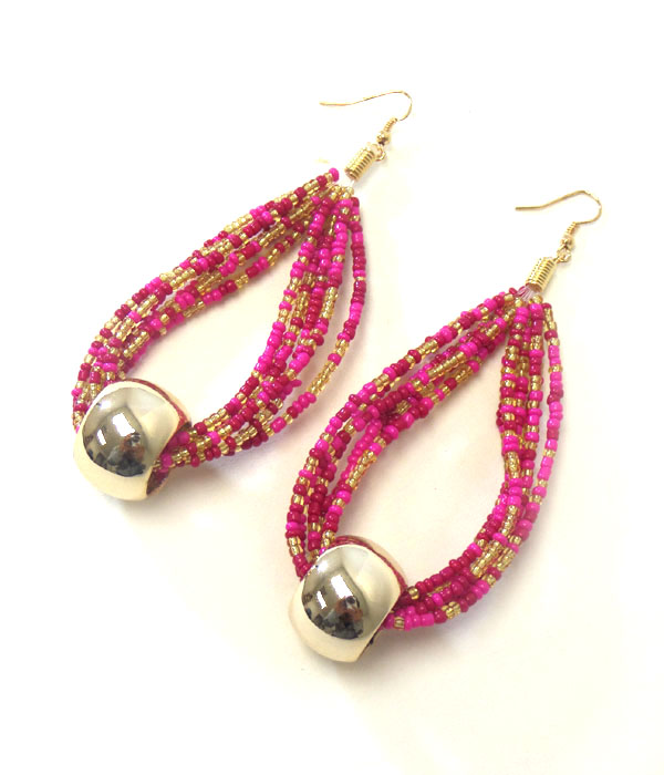 Multi seed bead cord earring