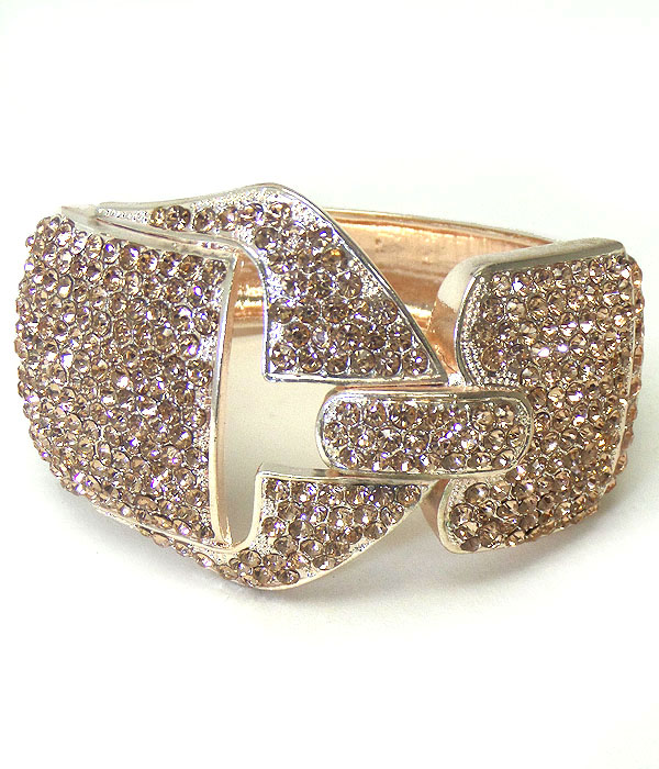 Multi crystal on large buckle style hinge bangle bracelet