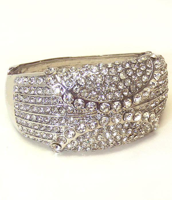 Crystal pave large hinge bangle bracelet