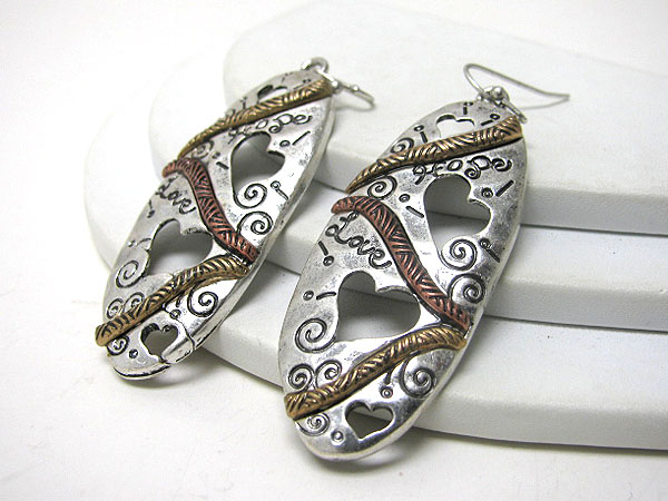 Tri-tone love theme metal earring