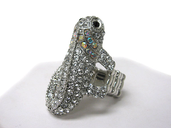 Crystal stud salamandroid stretch ring